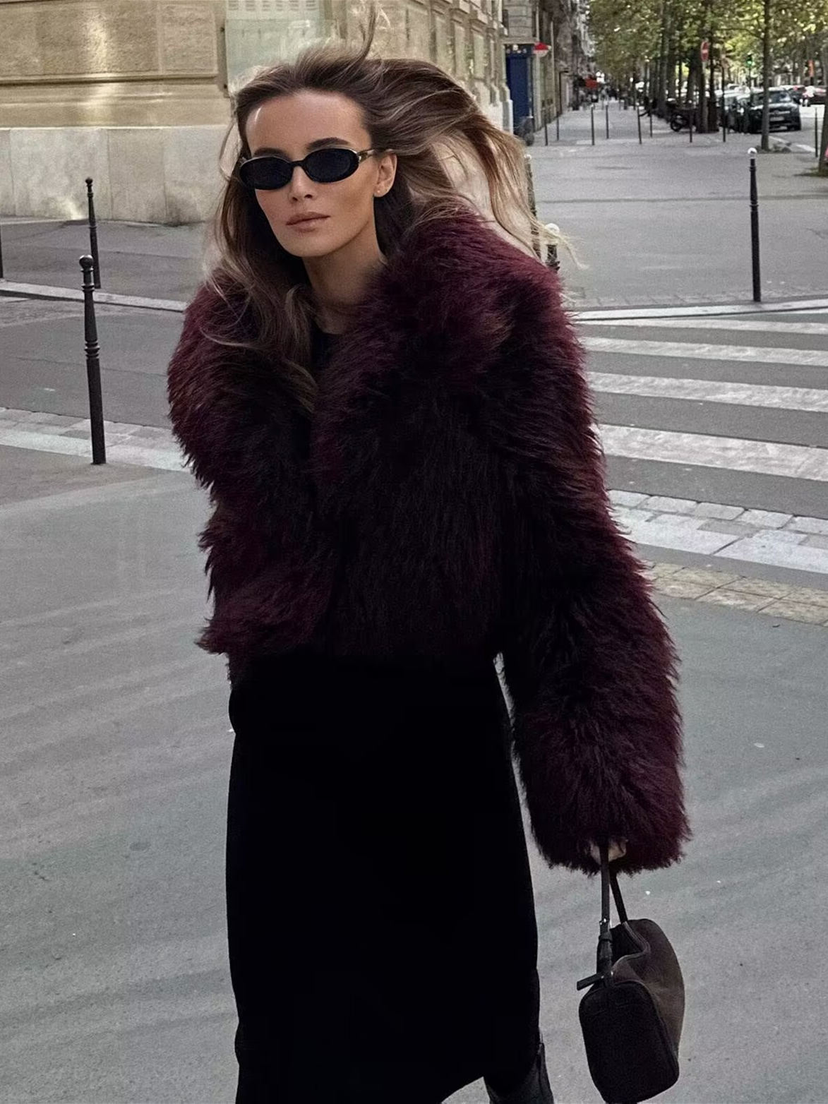 " Womens Faux Fur Coats Cropped Fluffy Overcoat for Winter  "